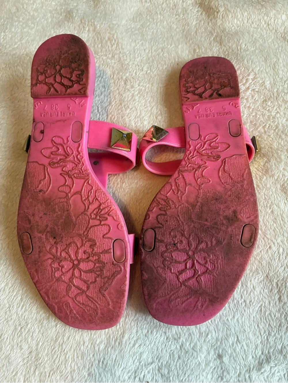 Women's Pink Studded Slide Sandals